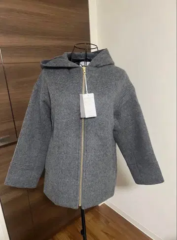 매킨토시 철학 후드 부착 울 코트 택 포함 새상품 그레이