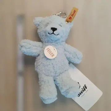 페이 콜라보 Steiff 스카이블루 곰 봉제 인형 키링 13cm