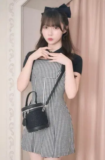 미셸 마카롱 숏 볼레로 앙상블 깅엄 원피스 프리 사이즈