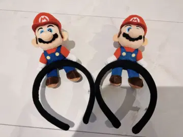 마리오 봉제 인형 머리띠 2개 세트