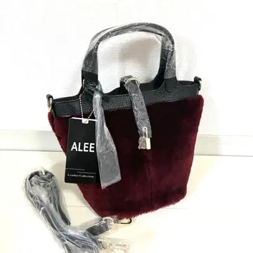 미사용 ALEE 퍼 숄더백 무스탕 와인 레드 가죽