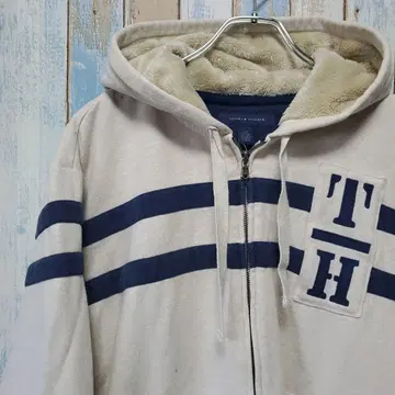 타미힐피거 보아 안감 집업 후드 맨투맨 자수 로고 L