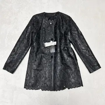 미사용 택 포함 Ravissant 가죽 플라워 컷워크 코트 L