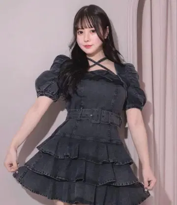 pium 티어드 프릴 미니 원피스