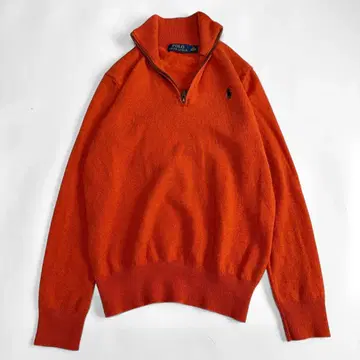 랄프 로렌 하프 지퍼 니트 풀오버 폴로 자수 오렌지 하이넥