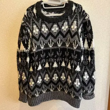 그레이스 콘티넨탈 니트 스웨터 긴팔 블랙 화이트