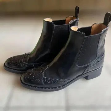 처치 블랙 가죽 사이드 고어 부츠