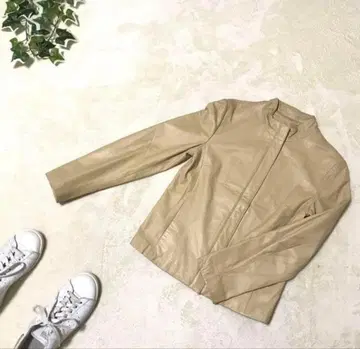 가죽 자켓 소가죽 38 베이지 천연 가죽 싱글 라이더스