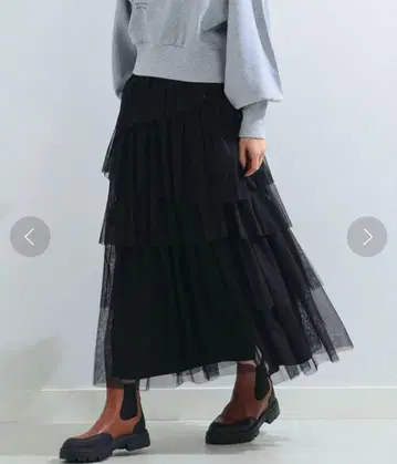 Ray BEAMS 튤 캉캉 스커트 블랙