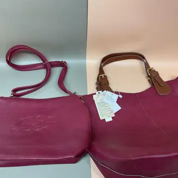 와인 레드 토트백 합성 피혁 2세트