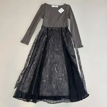 토코 클로젯 그레이/블랙 레이스 스커트 롱 원피스