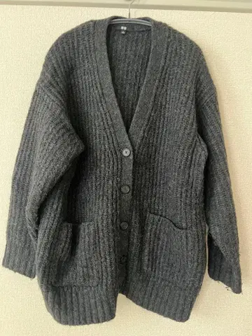 로우 게이지 V넥 가디건 다크 그레이 L