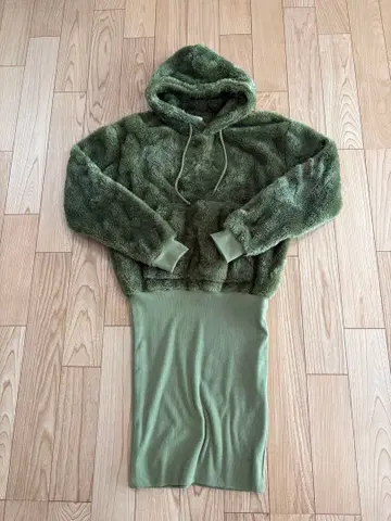 RVCA 플리스 후드 부착 롱 후드티 올리브 그린