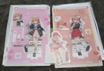 스시로 사쿠라미코 콜라보 아크릴 스탠드 2점 세트 + 스티커