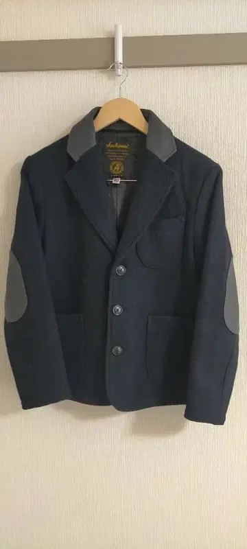 새상품급 잭맨 소가죽 가죽 엘르 패치 3B 울 자켓 S