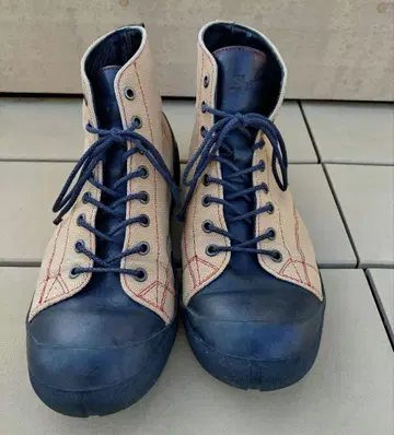 하이컷 스니커즈 베이지/네이비