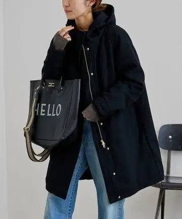 프레임워크 후드 부착 울 코트