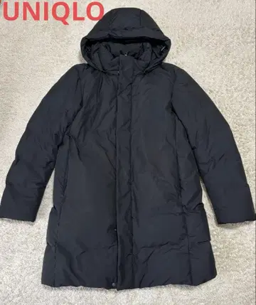 UNIQLO 심리스 다운 코트 후드 부착 블랙