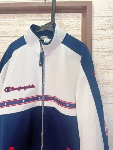 Champion 집업 자켓 화이트/네이비