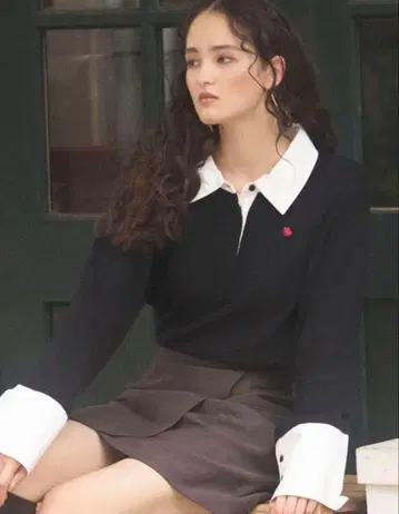 lagunamoon 셔츠 칼라 커프스 니트 풀오버