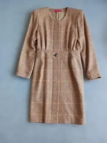 TAKEO de 365 체크 무늬 오렌지 계열 원피스