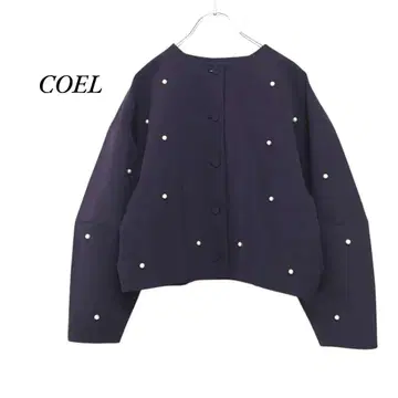 새상품급! COEL 노카라 펄 자켓 네이비 코엘