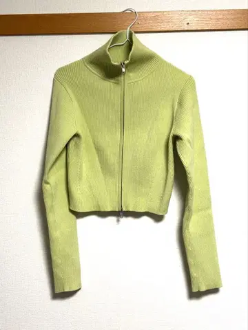 코튼 블렌드 리브 지퍼 가디건