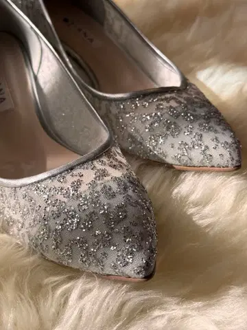 DIANA 글리터 튤 펌프스 브라이덜 신발 24cm