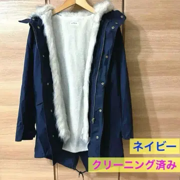 [ 새상품급 ] 퍼 라이너 모즈 코트 네이비 & 아이보리 클리닝 완료