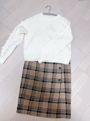 내추럴 뷰티 베이직 스웨터 스커트 세트 새상품급