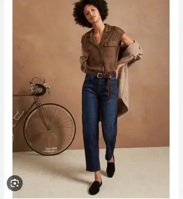 Banana Republic 하이라이즈 배럴 레그 팬츠