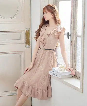 쥬얼스 머메이드 자수 레이스 드레스 핑크 L 사이즈