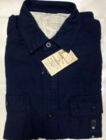 귀중 제조 중지 무인양품 신장면 이중직 오버 셔츠 M 네이비 미사용