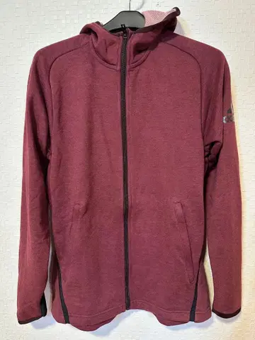 adidas 버건디 풀 집업 후드티