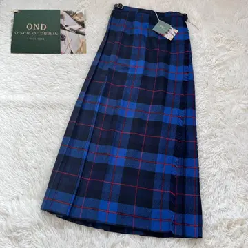 오닐 오브 더블린 블루 M 롱 퀼트 랩스커트 소가죽 믹스 울