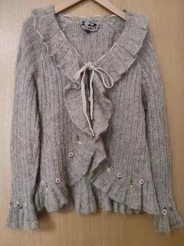 로사 임포트 로사 프릴 가디건 볼레로 플라워 자수 리본