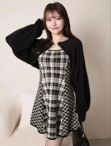 LIP SERVICE 페더 체크 앙상블 원피스