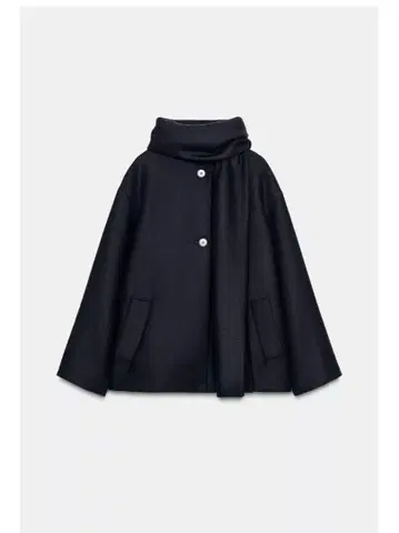 완판템 ZARA 2025 신상 울 숏 스카프 코트 M 네이비