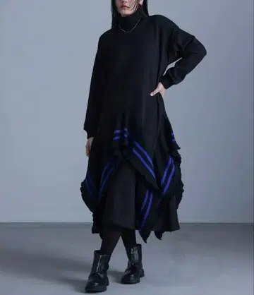 빅 사이즈 오샤레 워커 kOhAKU 프릴 따뜻한 원피스