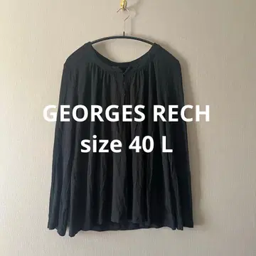 조르주 레쉬 긴팔 티셔츠 후크 버튼 L 라운드넥 고급 블랙
