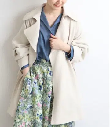 아세테이트 코튼 숏코트 라이트 베이지 이에나 38