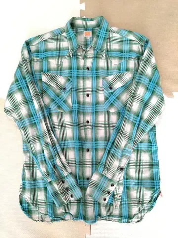 SUGAR CANE 체크 무늬 긴팔 웨스턴 셔츠 L 새상품급