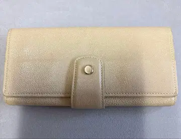 [ 츠치야 가방 ] 베이지 가죽 장지갑 스냅 버튼