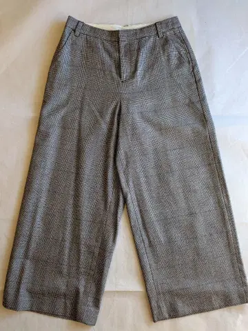 휴먼 우먼 글렌체크 세미 와이드 팬츠 M 울 100% 새상품급
