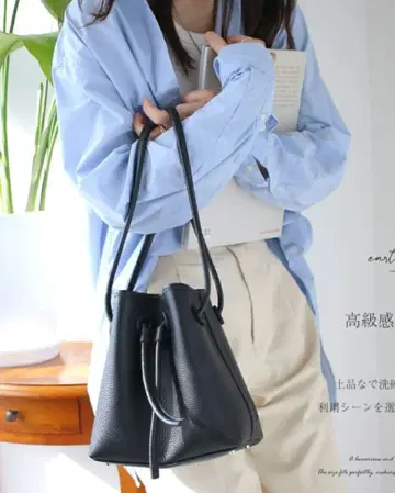 [ 새상품급 ] 토고 가죽 블랙 핸드백 천연 가죽 복조리 사선 가케 블랙