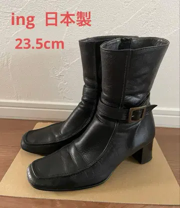 ing 가죽 숏부츠 블랙 23.5cm 천연 가죽 일본제