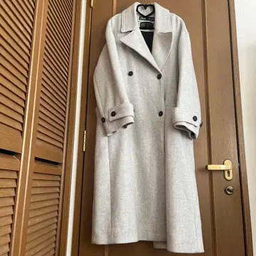 ZARA 그레이 더블 브레스트 롱 코트 M