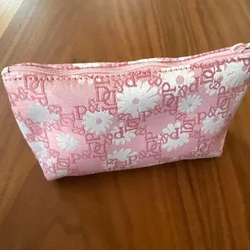 꽃무늬 캔버스 파우치 핑크