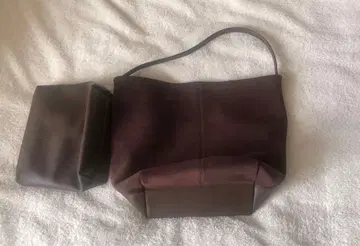 다크 브라운 스웨이드 가죽 숄더백