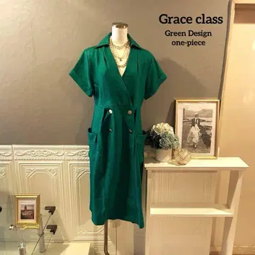 [ 3만 엔 ] Grace class 골드 버튼 디자인 그린 원피스